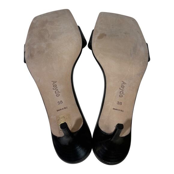 Aeyde Ilvy Leather Mules Black Kitten Heel Size 38 EU 8 US - Picture 7 of 7